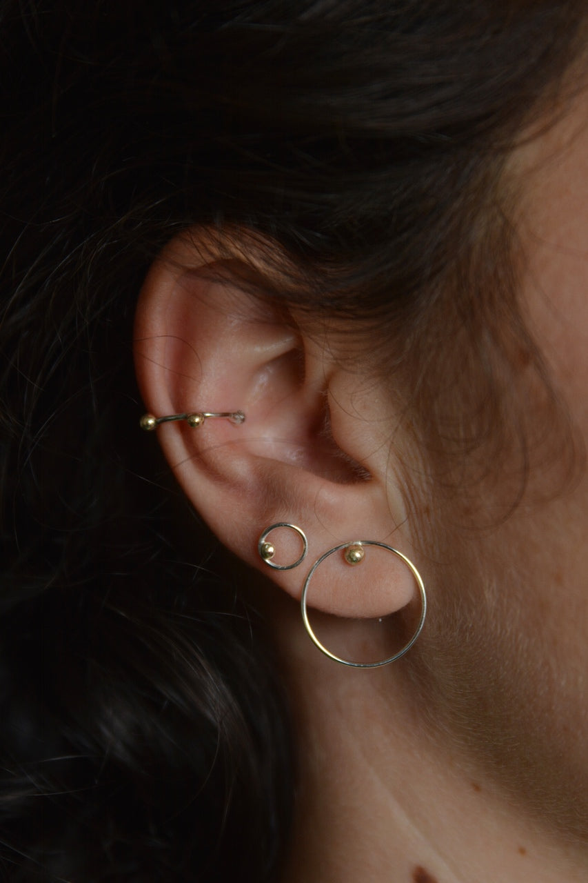Belle Extra Large Gold and Silver Stud Earring