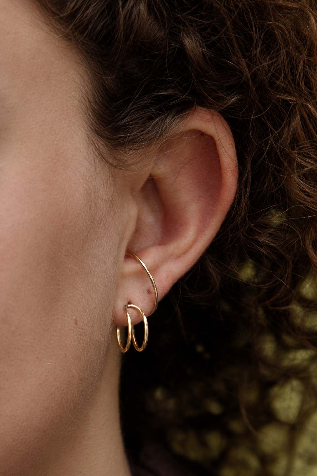 Oorbel Echo | Dubbel rond goud