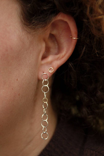 Oorbel Orbit | Klein rondjes, goud met zilver